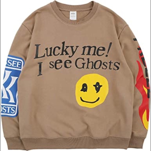 KIDS SEE GHOSTS Crewneck Sweatshirt Brown - Picture 1 of 1